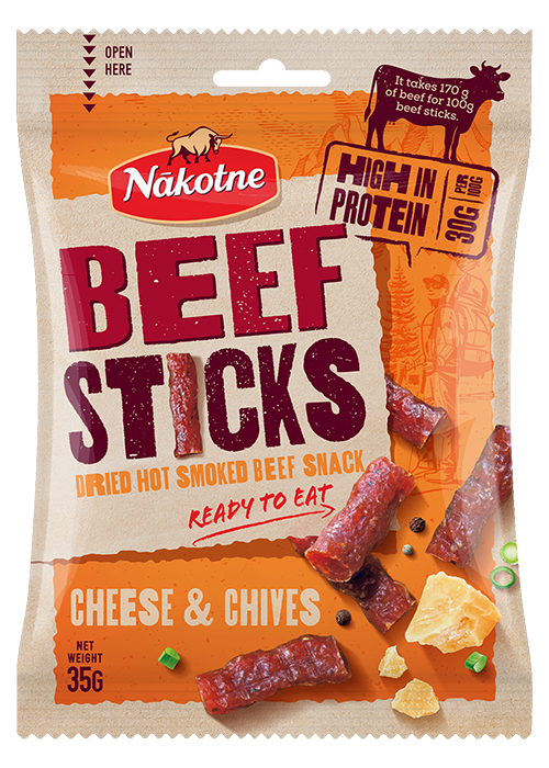 LIELLOPU GAĻAS UZKODA BEEF STICKS CHEESE & CHIVES